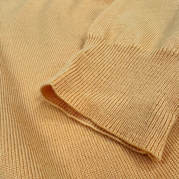 Men’s Mustard V-Neck Sweater with Suede Elbow Patches - Picture 3 of 11
